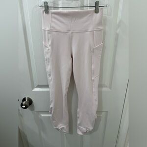 FABLETICS PureLuxe Light Pink Leggings with Side Pockets and Ankle Detail